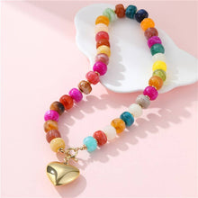 Load image into Gallery viewer, MULTI BEADED HEART CHARM TOGGLE NECKLACE