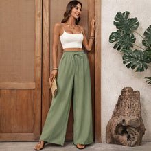 Load image into Gallery viewer, Green High Waist Drawstring Pants