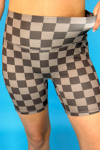 Load image into Gallery viewer, Chocolate Checkered Biker Shorts