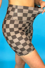 Load image into Gallery viewer, Chocolate Checkered Biker Shorts