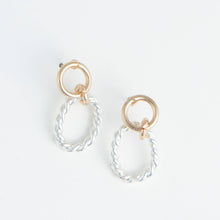 Load image into Gallery viewer, Two Tone Rope Drop Earrings