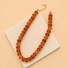 Load image into Gallery viewer, Chunky Amber-Tone Barrel Bead Necklace