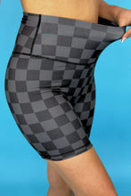 Load image into Gallery viewer, Black Check Biker Shorts