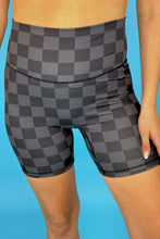 Load image into Gallery viewer, Black Check Biker Shorts