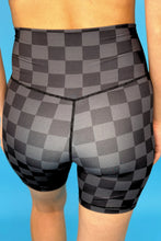 Load image into Gallery viewer, Black Check Biker Shorts