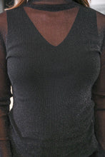 Load image into Gallery viewer, Keigan Mesh Top - Black Glitter
