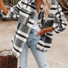 Load image into Gallery viewer, Black and White Plaid Shacket