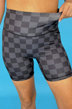 Load image into Gallery viewer, Black Check Biker Shorts