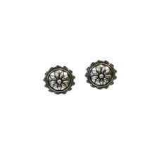 Load image into Gallery viewer, Burnished Silver Flower Post Earrings