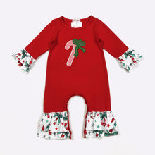Load image into Gallery viewer, Embroidered Candy Cane Romper