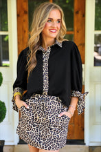 Load image into Gallery viewer, Cassidy Tie Sleeve Top -Blk/Leopard