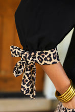 Load image into Gallery viewer, Cassidy Tie Sleeve Top -Blk/Leopard