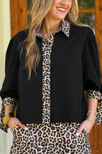 Load image into Gallery viewer, Cassidy Tie Sleeve Top -Blk/Leopard