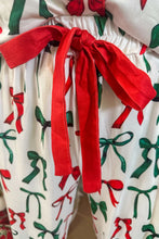 Load image into Gallery viewer, Christmas Bow Ruffle Pajama Set