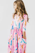 Load image into Gallery viewer, Color Crayons 3/4 Sleeve Pocket Twirl Dress
