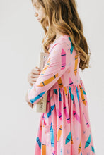 Load image into Gallery viewer, Color Crayons 3/4 Sleeve Pocket Twirl Dress