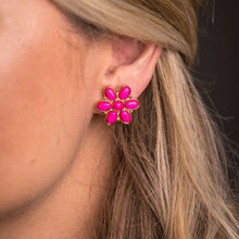 Load image into Gallery viewer, Gold and Pink Flower Stud