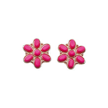 Load image into Gallery viewer, Gold and Pink Flower Stud