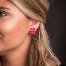 Load image into Gallery viewer, Gold and Pink Flower Stud