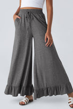 Load image into Gallery viewer, Gray Wide Leg Ruffle Pants