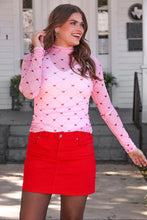 Load image into Gallery viewer, Keigan Mesh Top - Pink Heartlines