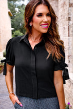 Load image into Gallery viewer, Lainey Tie Sleeve Top - Black