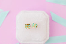 Load image into Gallery viewer, Mint Bow Stud Earrings