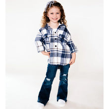 Load image into Gallery viewer, Kid's Navy Plaid Flannel