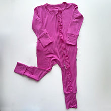 Load image into Gallery viewer, Pink Bamboo Ruffle Footie