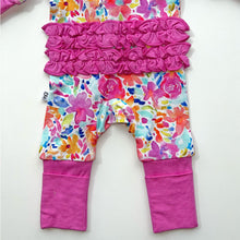 Load image into Gallery viewer, Pink Floral Bamboo Zip Footie