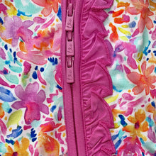Load image into Gallery viewer, Pink Floral Bamboo Zip Footie