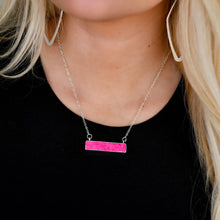 Load image into Gallery viewer, Dainty Silver Necklace w/Pink Bar