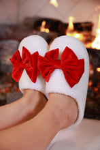 Load image into Gallery viewer, Cozy Bow Slippers White/Red