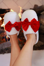 Load image into Gallery viewer, Cozy Bow Slippers White/Red