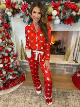 Load image into Gallery viewer, Santa's Signature Bow Ruffle PJ Set