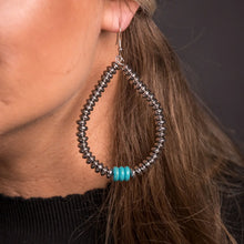Load image into Gallery viewer, Metallic and Turq Disk Teardrop Earring
