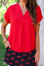 Load image into Gallery viewer, Whitney Woven Blouse - Red