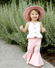 Load image into Gallery viewer, Barbie Pleated Denim Bells - Distressed Pink