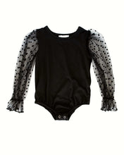Load image into Gallery viewer, Destinee Sheer Dot Sleeve Leotard - Black