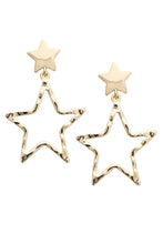 Load image into Gallery viewer, Double Star Drop Gold Earrings
