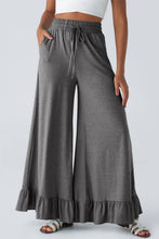 Load image into Gallery viewer, Gray Wide Leg Ruffle Pants
