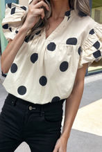 Load image into Gallery viewer, Polka Dot V Neck Ruffle Sleeve Top
