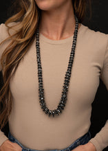 Load image into Gallery viewer, 36&quot; Faux Navajo Pearl and Black Disc Necklace
