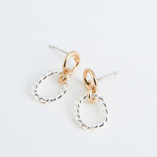 Load image into Gallery viewer, Two Tone Rope Drop Earrings
