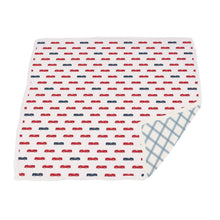 Load image into Gallery viewer, Blue and Red Fire Truck Blanket
