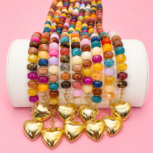 Load image into Gallery viewer, MULTI BEADED HEART CHARM TOGGLE NECKLACE
