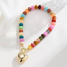 Load image into Gallery viewer, MULTI BEADED HEART CHARM TOGGLE NECKLACE
