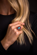 Load image into Gallery viewer, 1" Elongated Turquoise and Red Ring

