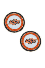 Load image into Gallery viewer, Oklahoma State Cowboys Pave Disc Stud Earrings
