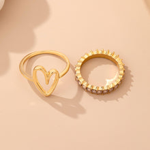 Load image into Gallery viewer, Baguette Crystal Heart Open Ring Set
